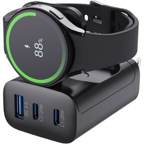 كتلة شحن ساعة Galaxy، شاحن الهاتف الخلوي بقدرة 43 وات، محول تيار متردد بمقبس PD مع 3 منافذ إخراج، USB-A*1، USB-C*2، متوافق مع هواتف/ساعات/سماعات Galaxy، قادر على شحن أجهزة متعددة. in Kuwait