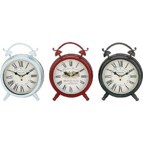 Deco 79 Antique Colonial Striking Metal Table Clock 3 Assorted, 3 ASST 6" W, 8" H, Multi, 3 Piece
