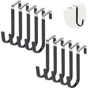 مجموعة 10 خطافات فوق الباب، خطافات تنظيم شديدة التحمل، شماعة خطافات فردية لتعليق معاطف المناشف وحقائب الملابس والقبعات، وخطاطيف معدنية ومطاطية سوداء للحمام والمطبخ وغرفة النوم وغرفة المعيشة in Kuwait