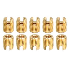 uxcell Self Tapping Threaded Inserts, 10pcs Inner M6-1 Outer M10x14 Brass Slotted Thread Repair Inserts Nuts