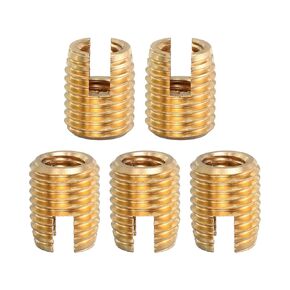 uxcell Self Tapping Threaded Inserts, 10pcs Inner M6-1 Outer M10x14 Brass Slotted Thread Repair Inserts Nuts