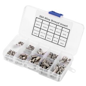 150Pcs 304 Stainless Steel Wire Thread Inserts Thread Repair Sleeve Kit M3 M4 M5 M6 M8 Helicoil Thread Repair Insert Screw Repair Insert Assortment Kit ﻿