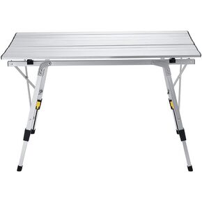 ZWANG Camping Table Foldable Portable with Adjustable Legs, Aluminum Folding Table Roll Up Table with Carrying Bag for Outdoor, Lightweight for Camping, Beach, Backyards, BBQ, Party and Picnic