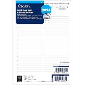 Filofax A5 day per page 5 language appointments diary - 2024, White