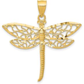Jewelry Stores Network 14k Yellow Gold Solid Open Back Dragonfly Pendant 37 mm x 38 mm