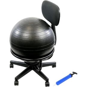 CanDo Metal Ball Chair - Inflatable Ergonomic Active Seating Exercise Ball Chair with Air Pump for Home, Office, and Classroom