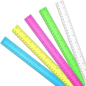 20 Pieces 12 Inch Transparent Rulers Plastic Rulers Straight Shatterproof Rulers for Kids Math Supplies Students School Office Measuring Tools (Multicolor)