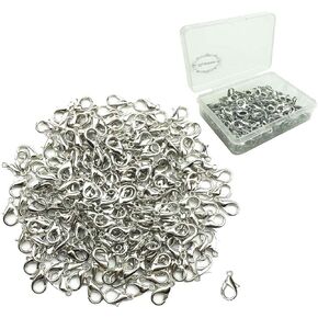 200pcs Curved Lobster Clasps 8x14mm Silver Plated Lobster Claw Clasps DIY Jewelry Fastener Hook,Necklace DIY Fasteners(Silver)