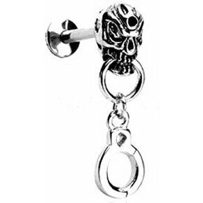 Body Accentz Labret Handcuff Dangle Top Skull 16g 5/16'' bar Helix