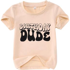KEKEMI Birthday Boy Shirt Toddler Baby Boys Birthday Party T-Shirt Birthday Dude Letter Print Tee Tops Birthday Shirt Gift