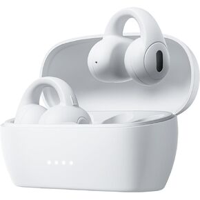 Q7 Wireless Open-Ear Headphones Bluetooth 5.3 Earbuds, Ultra Lightweight for Comfortable Clip On, DT 6.0 Technology for Personal Deep Bass, 34H Playtime Earphones, USB-C Quick Charge -White