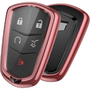 ELOHEI Key Fob Cover for Cadillac, Key Fob Case for 2015-2019 Cadillac Escalade CTS SRX XT5 ATS STS CT6 5-Buttons Premium Soft TPU 361 Degree Full Protection (Black)