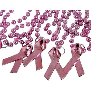 Twilight Bunco Events 12 عقدًا من الخرز على شكل شريط وردي من Mardi Gras - قلادات للتوعية بسرطان الثدي من Mardi Gras Beads - مجموعة من 12 قطعة in Kuwait