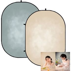 Kate 5x6.5ft Collapsible Backdrops for Photography Beige Blue Pop up Backdrop Photo Studio Props for Headshot, Portrait