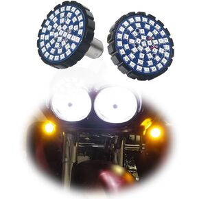 2-Inch White/Amber Switchback Motorcycle 1157 2357 2057 7528 BAY15D LED Front Turn Signal Light Bulbs For Harley Davidson,Full Can-bus No Hyper Flash No Resistor Required Replacements