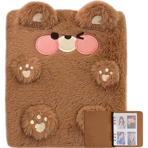 WAYUTO Plush Photocard Binder Kpop Photocard Album with 20Pcs Inner Pages 2x3" Photo Card Holder Cute A6 Photo Album 4-Pocket Detachable Kpop Star Card Holder Black