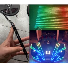 Bluetooth + Remote Control 16PCS 5FT 1.4Meters / 60" LED Light Strips Black-Out Tinted Smoked Color Chaser Dream Chasing Lighting for Motorcycle Polaris Slingshot Ryker Spyder Bluetooth