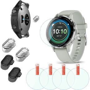 Smartwatch Clear TPU Protective Film for Garmin Venu 3s Screen Protectors Bubble-Free Installation High-Definition and Charging Dust Plug（Pack of 4+4）【It's Not Glass】