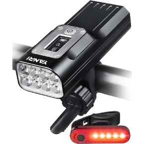 8 LED 2000 Lumen Bike Lights, Ultra Bright Bike Headlight with Battery Display, 10000 mAh Type C Rechargeable Bicycle Light, Mountain Road Bike Accessories Fit All Bikes