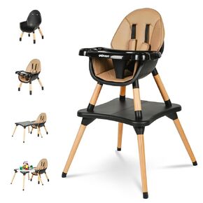 6 in 1 Convertible Wooden High Chair for Babies and Toddlers - Infant Dining Booster Seat With Building Block Table and 4-Position Removable Feeding Chair