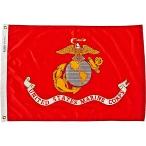 Annin Flagmakers Model 439005 U.S. Marine Corps Military Flag USA-Made to Official Specifications Nylon SolarGuard NYL-Glo, 3x5 ft, Red/Yellow