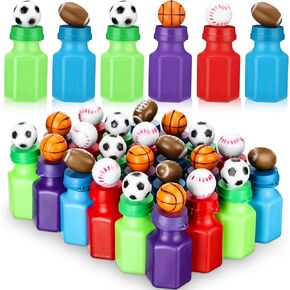 Simgoing 24 Pack Sport Balls Bubble Bottles Mini Bubbles Party Favors Assorted Balls Bubble Wand Bottles Include Soccer Basketball Football Baseball Sport Party Favors for Kids Outdoor Indoor Activity