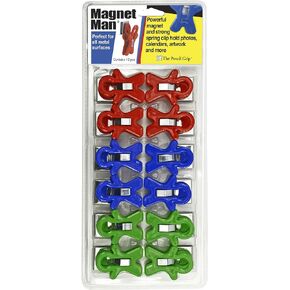 The Pencil Grip Magnet Man Magnetic Clip, Assorted Colors, Pack of 10