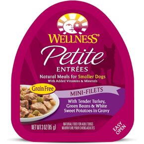 Wellness Petite Entrees Mini-Filets Turkey, Green Beans & Sweet Potatoes in Gravy Dog Food, 3 oz. Case of 24