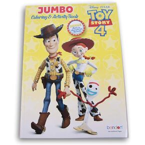 كتب الأنشطة Toy Story 4 (من نقطة إلى نقطة، وألغاز، ومتاهات، وأوراق تلوين) مع شوكة واقفة على الظهر (غلاف أصفر - وودي، جيسي)