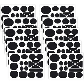 10 Sheets/180pcs Down Jacket Patches, Rich Shapes & Size Puffer Jacket Patch Self-Adhesive Waterproof Nylon Fabric Repair Tape for Outerwear Coat Clothing Clothes Backpack Sleeping Bag (Black)