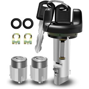 Ignition Switch Lock Cylinder and Door Lock Cylinder Set with Keys Fits for Chevy GMC C/K Pickup Tahoe Yukon Suburban 1995-1997, Car Auto Ignition Key Switch Lock Cylinder Replace 702671 702674