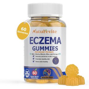 Sugar-Free Eczema Treatment Gummies — USA-Made, 10x Effective, 20+ Vitamins Support Eczema Treat, Psoriasis, Rosacea & Dermatitis — Healthy Skin, Soothes Itching & Redness (60 Gummies)