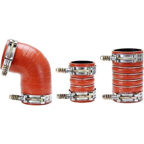 HPS 57-1573 Orange High Temp Aramid Reinforced Silicone Intercooler Turbo Hose Boots Kit with T Bolt Clamps