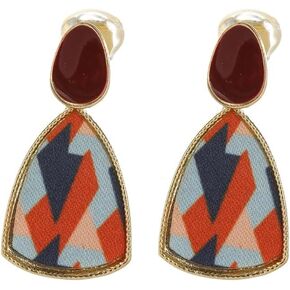 Women's Burgundy Red Ear Clips Clip On Earrings for Wedding,Parties