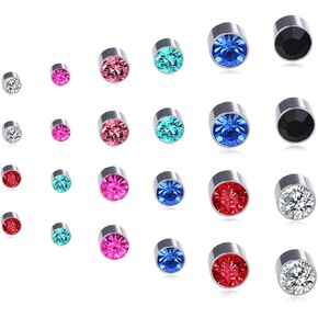 Spiritlele 12 زوجًا من الأقراط المغناطيسية الصغيرة الكبيرة المصنوعة من حجر الراين مجموعة أقراط غير ثقبية للنساء 3 مم - 6 مم in Kuwait