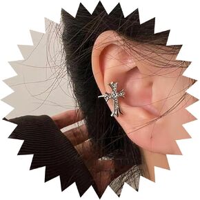 YienDoo الشرير حجر الراين الصليب الأذن الكفة الأقراط خمر الفضة كريستال الصليب الأذن سترة روك بيان الصليب الكفة التفاف الأقراط سباركلي غير ثقب الصليب الأقراط والمجوهرات للنساء والفتيات in Kuwait