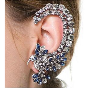 Yheakne Vintage Rhinestone Ear Cuff Wrap Earrings CZ Bird Wrap Clip on Earrings Silver Ear Climber Crawler Earrings Punk Earrings Jewelry for Women and Girls