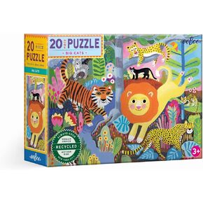 eeBoo: Big Cats 20 Piece Jigsaw Puzzle, Perfect Project for Little Hands, Aids in Development of Pattern, Shape, and Color Recognition, Offers Children a Challenge