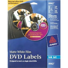 Avery DVD Labels Matte White for Ink Jet Printers (8962)