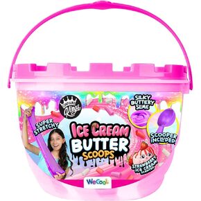 Compound Kings Fluffy Ice Cream Butter Scoops Slime Bucket for Boys and Girls, Sensory Toy Non-Toxic Non-Sticky, Scented Includes Ice Cream Mix Ins & Scooper (Strawberry Shortcake)