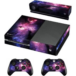 Vinyl Skin for Xbox One Console, Sound Box & Controllers Only, Sticker Decorate and Protect Equipment Surface, Darkpurple Nebula
