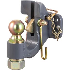CURT 48411 SecureLatch 2-Inch Ball and Pintle Hitch Hook Combination, 20,000 Pounds, Mount Required, Battleship Grey Finish