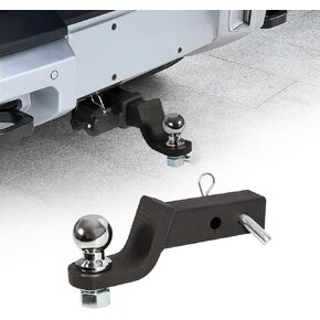 Tokmowin Trailer Hitch Ball Mount with 2 Inch Ball & 5/8" Hitch Pin Clip,Only Fits 2-Inch Receiver, 7,500 LBS,2-Inch Drop,2 Years Warranty, Black