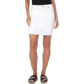 Liverpool Five-Pocket Skirt w/Fray Hem in Bone White