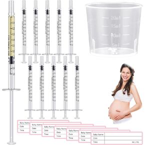 TrelaCo Colostrum Collector Kit Include Sterile Sealed Breast Milk Collector No Needle Colostrum Syringes Stickers 1 Measuring Cup Colostrum Collection for Breastmilk(100 Sets, 3 ml,1 ml)