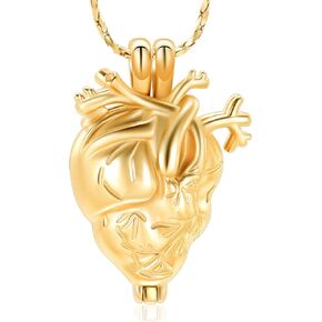 Imrsanl Cremation Jewelry Pendant Necklace for Ashes Holder - Anatomical Heart Urn Necklace for Ashes - Cremation Keepsake Memorial Lockets