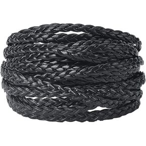 GORGECRAFT 5m Braided Leather Cord 5mm Gold PU Leather Rope 2mm Thick Flat Folded Imitation Leather String Thread for DIY Braiding Crafts Bracelet Anklets Choker Necklace Jewelry Making Supplies
