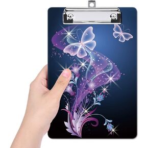 Small Plastic Clipboard 6 x 9 inches, Standard A5 Size Fashion Mini clipboard，Suitable for classrooms, Offices, Students, Women, Men, Children, Decorative Cute Custom Patterns,Blue Starry Sky