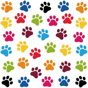Geyee 108 Pcs Paw Prints Cutouts Paw Bulletin Board Decorations 3.2'' x 3.5'' Mini Colorful Paper Cutouts for Educational Craft Wall Decor Party Favor Supplies