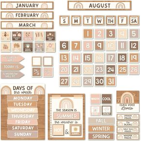 Boho Classroom Calendar Set Bulletin Board - Bulletin Board Calendar For Classroom Elementary, Teacher Calendar Bulletin Board Sets, Preschool Calendar For Classroom, School Calendar For Classroom